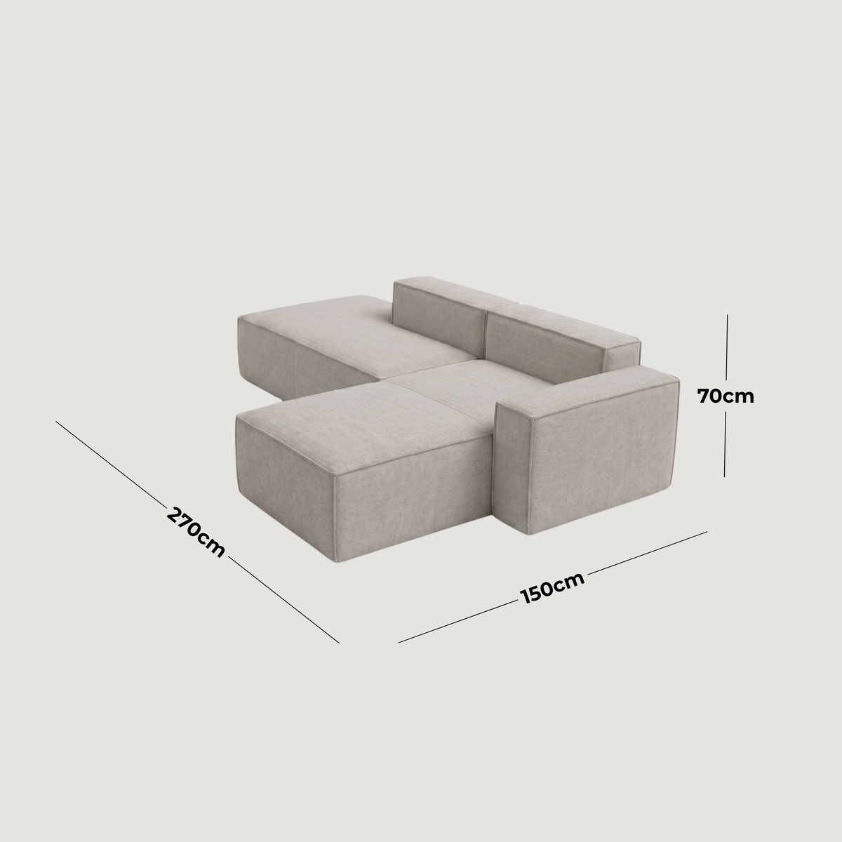 Cayman 2 Piece Modular - Fabric — dimensions