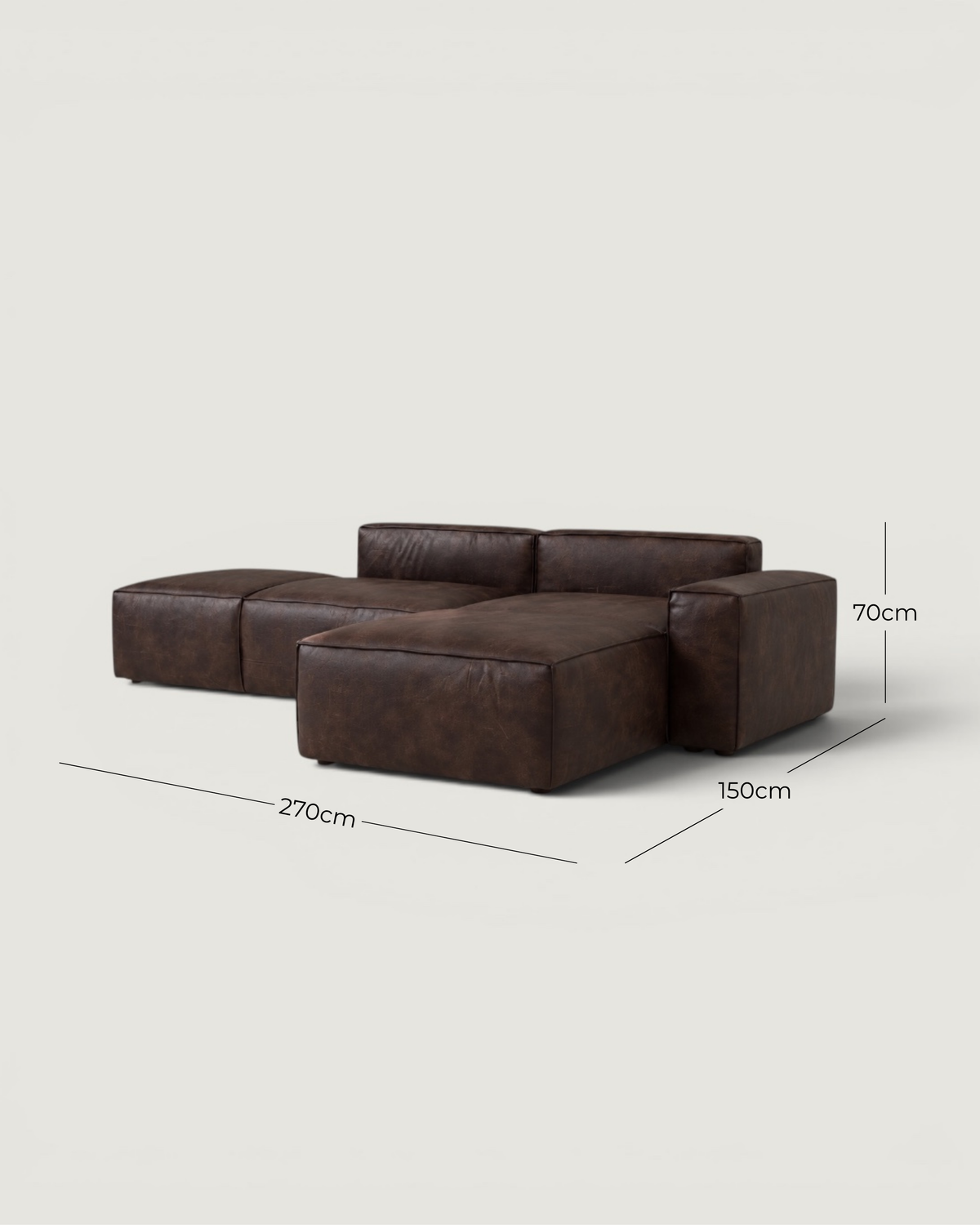 Cayman 2 Piece Modular - Leather — dimensions