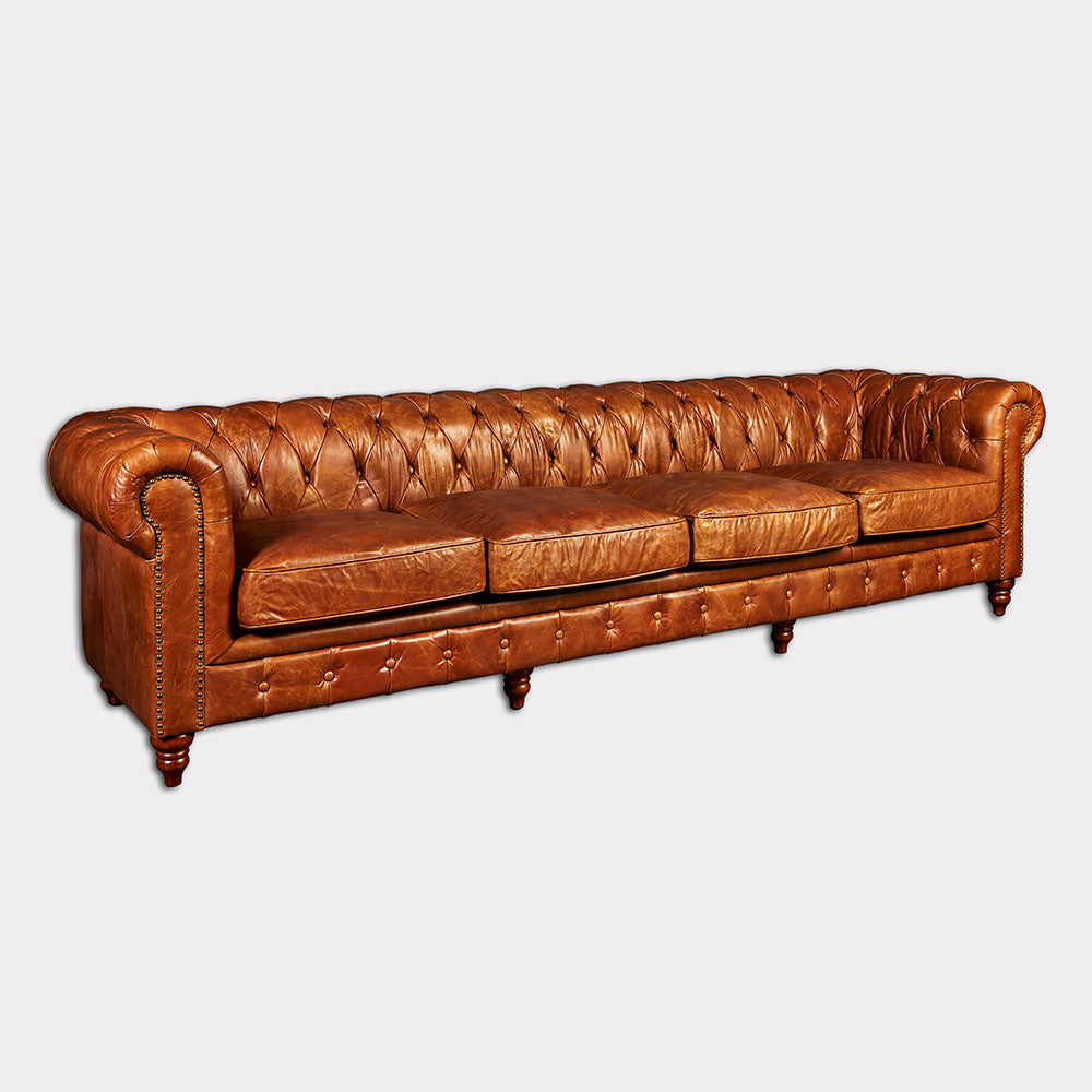 Chesterfield 4 Seater Sofa - Full grain leather