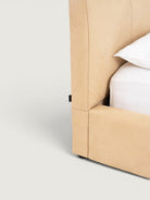 Mika Leather Bedset — headboard and frame detail