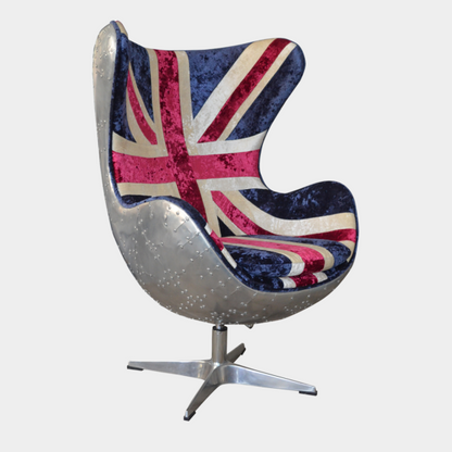 Banshee Egg Chair - Union Jack crushed velvet