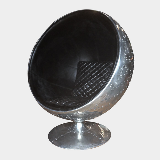 Banshee Egg Chair Round - Aero-aluminium and Brazilian leather