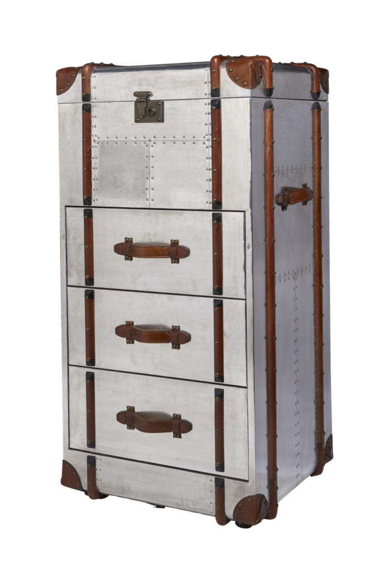 Sentry Chest of drawers - Aero-aluminum, wood and leather