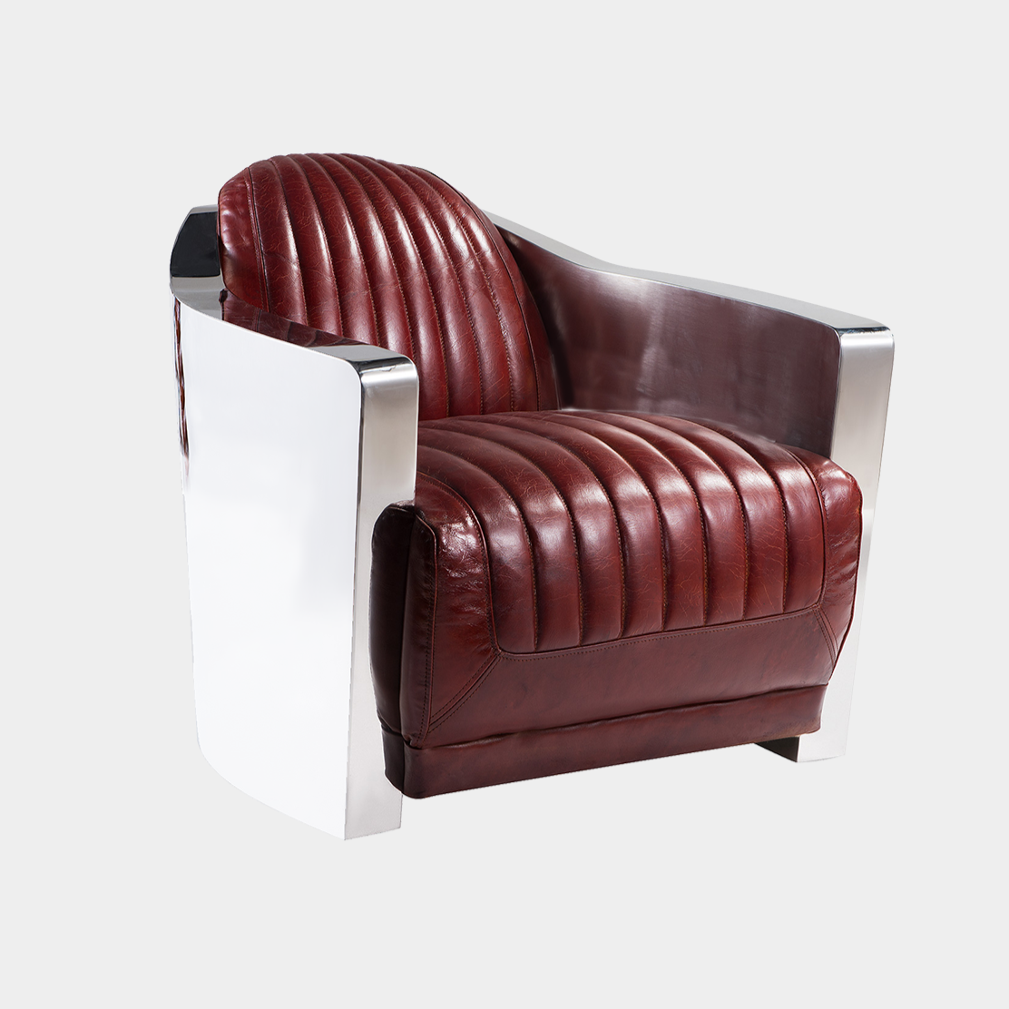 Hudson Arm Chair (Closed Arm)- Stainless steel & Brazilian leather