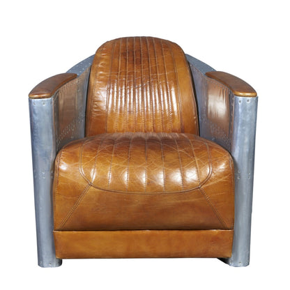 Tomcat Armchair - Aero-aluminium & Vintage Brown Brazilian leather
