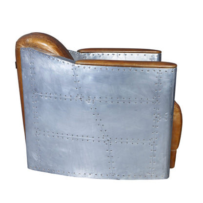 Tomcat Armchair - Aero-aluminium & Vintage Brown Brazilian leather