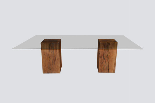 Wirraway Dining Table - Solid Wood and Glass