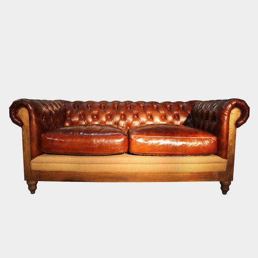 Baron 2 Seater Sofa - Brazilian Leather and Canvas