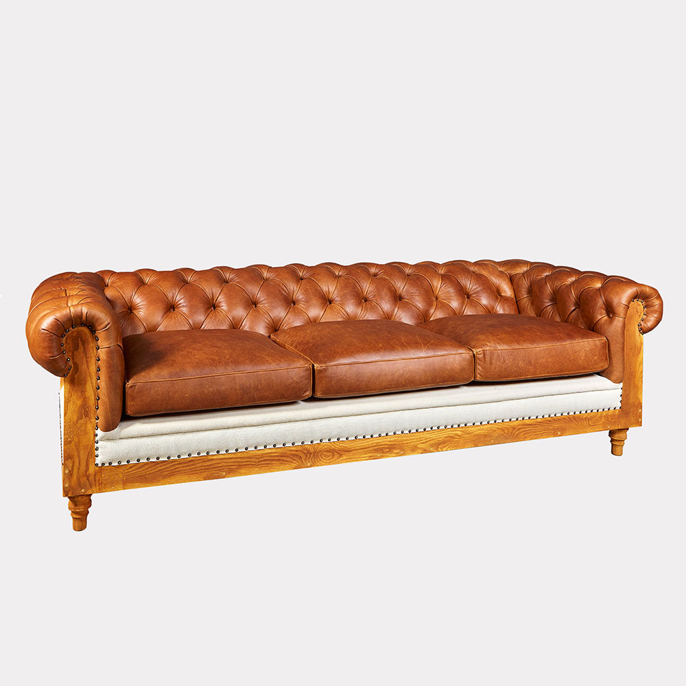 Baron 3 Seater Sofa - Brazilian leather and Canvas