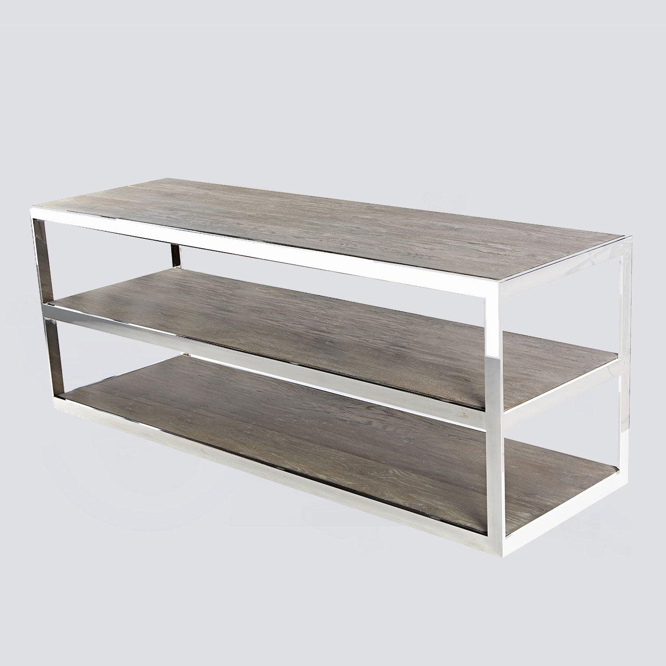 Connecticut TV Stand (Stainless Steel & Oak)