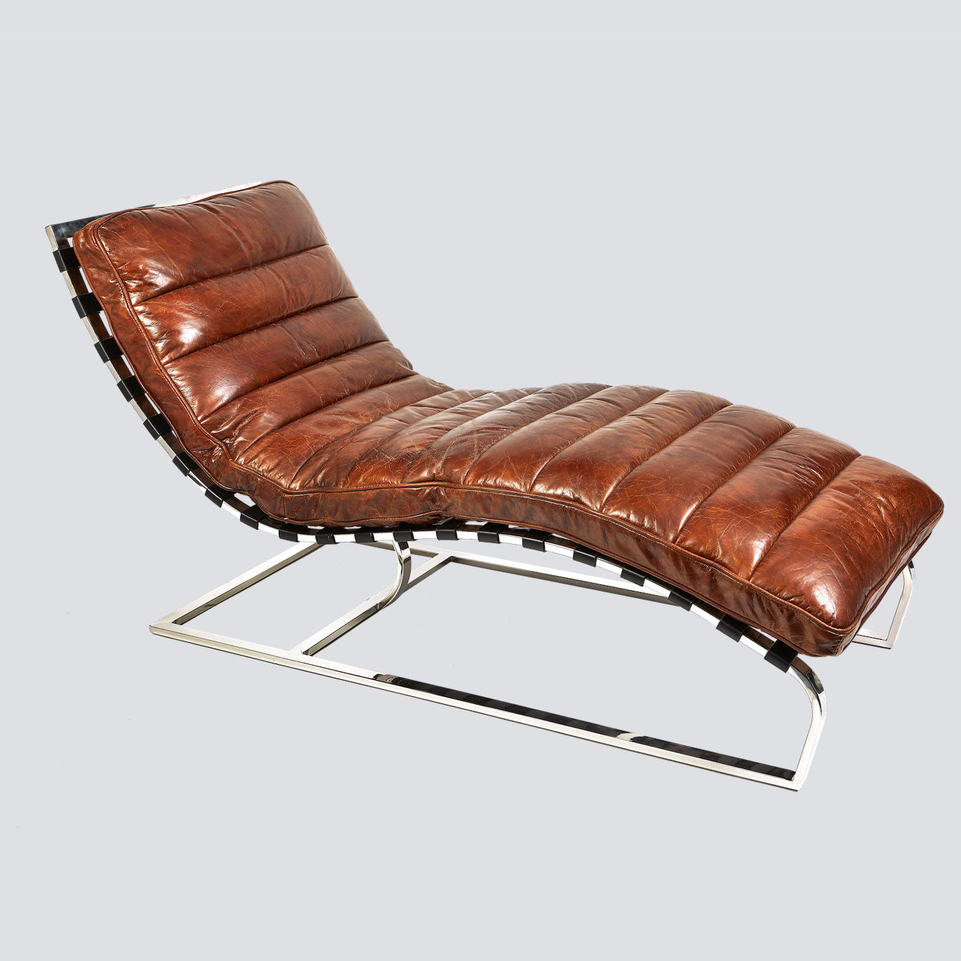 Cornell Lounger - Stainless Steel and Brown Brazilian Leather