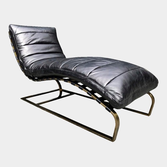 Cornell Lounger - Stainless Steel and Black Brazilian Leather