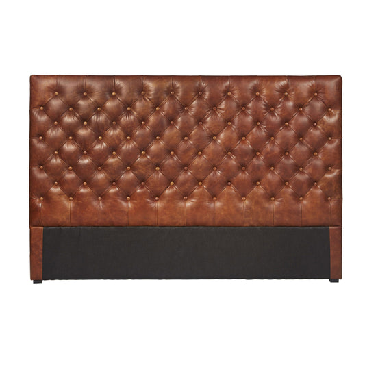 Chesterfield Head Board - Vintage brown leather