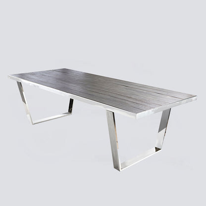 Watou Dining Table - Stainless Steel and French Oak