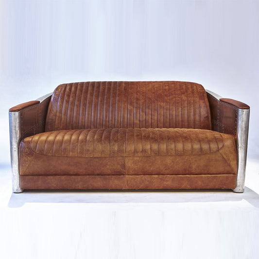 Tomcat 3 Seater Sofa - Aero-aluminium and Leather
