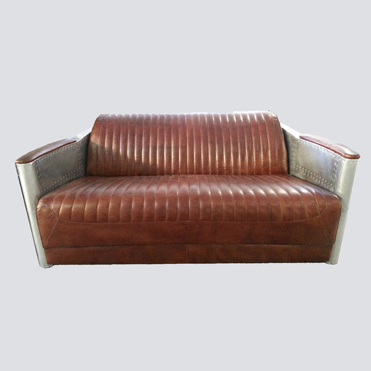 Tomcat 2 Seater Sofa - Aero-Aluminium & Leather